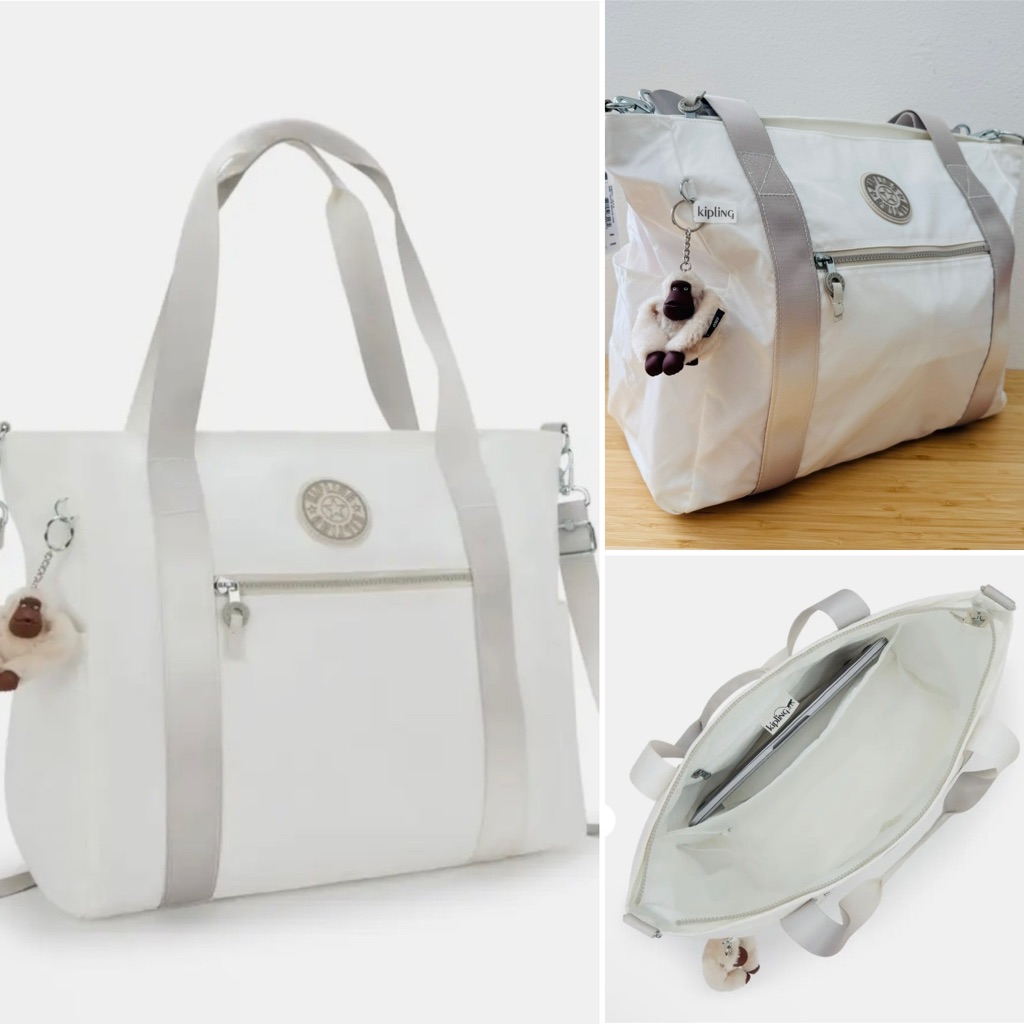 Kipling Jayla 15" Laptop Tote Bag White Smoke